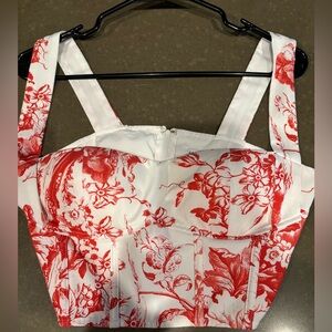 Fashion Nova Red and White Sleeveless Bustier Crop Top